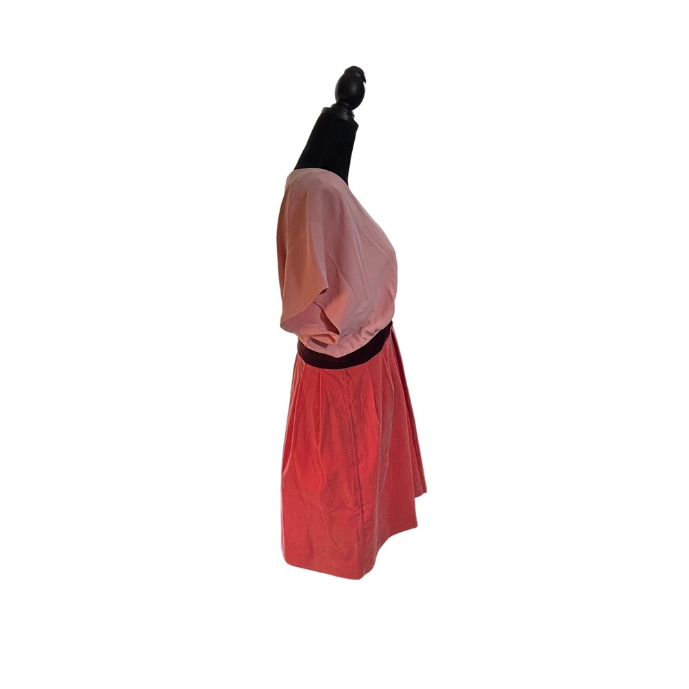 Pomander Place Pink Colorblock V-Neck Velvet Waist Mini Dress B1860 Womens L - Picture 5 of 16